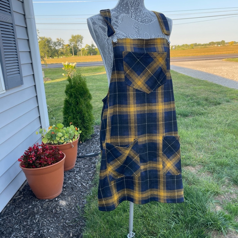 Ultra Flirt Navy and Mustard Plaid Dress